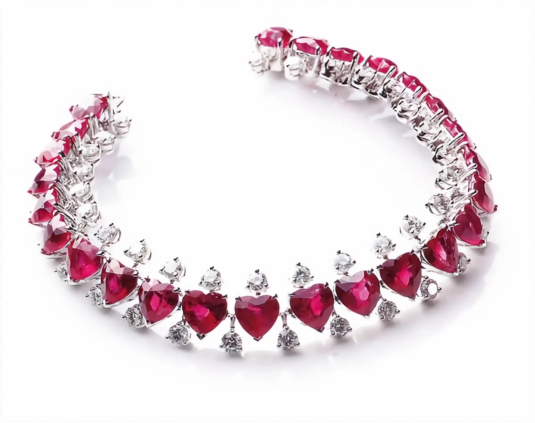 Heart Shaped Ruby Necklace with Double Diamond Layer